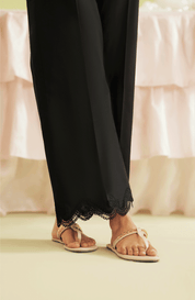 Embroidered Culottes with Scalloped Hem