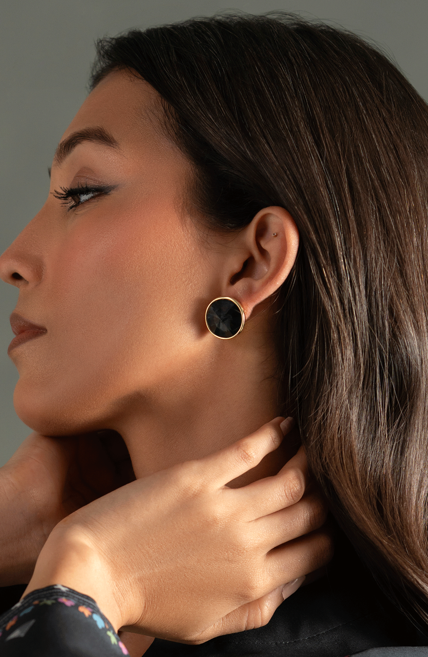 Midnight Oval Studs