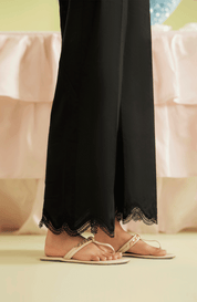 Embroidered Culottes with Scalloped Hem