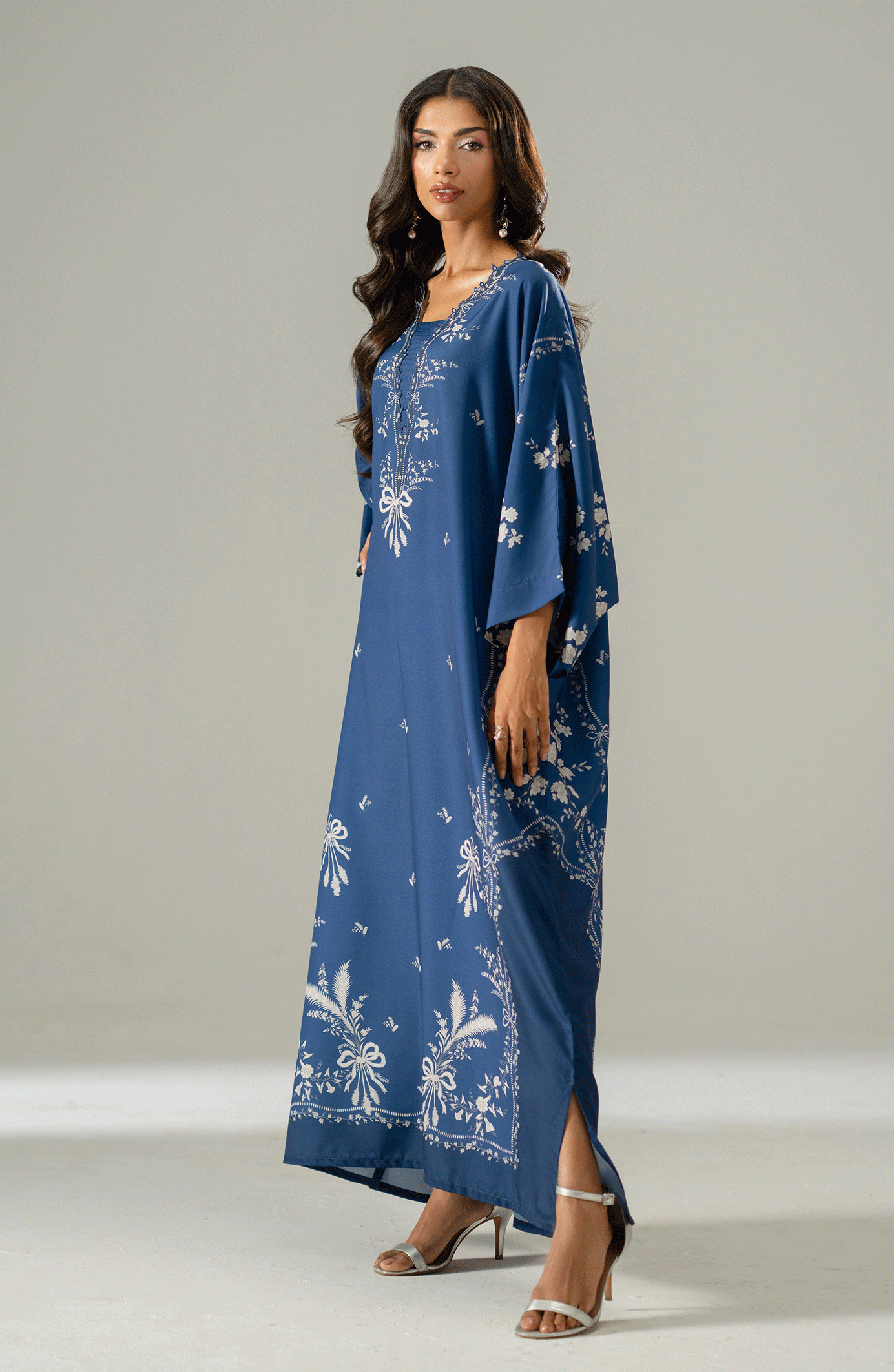 ROYAL AZURE FLORAL KAFTAN