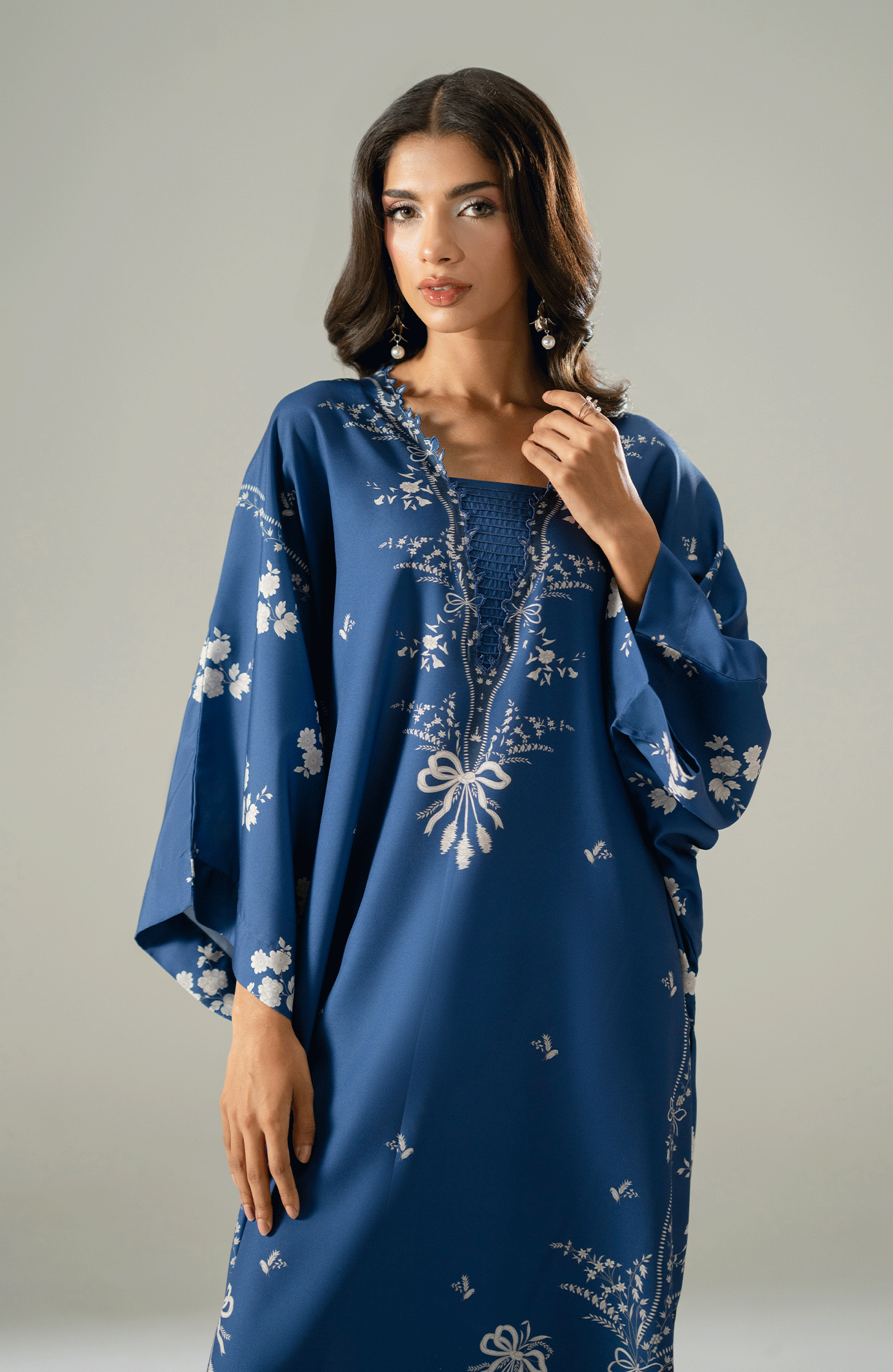 ROYAL AZURE FLORAL KAFTAN