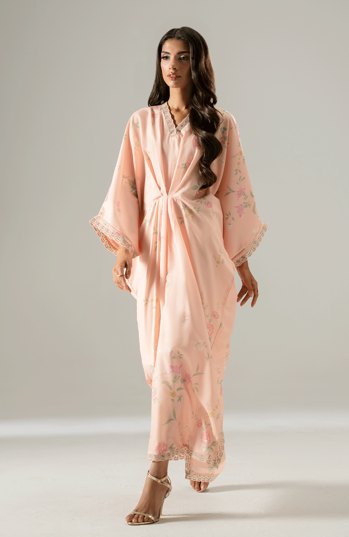 BLUSH ROSE DRAPED KAFTAN