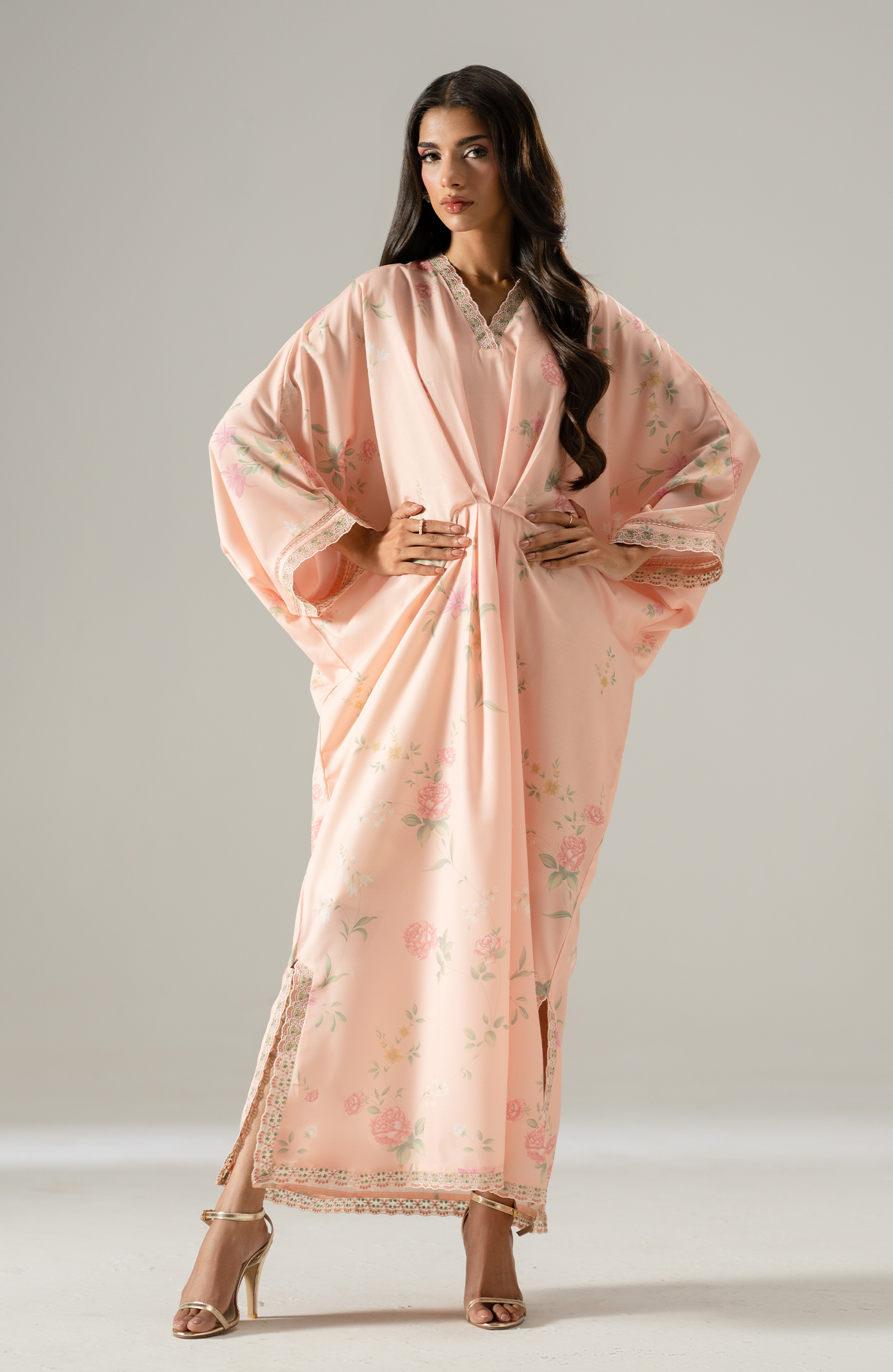 BLUSH ROSE DRAPED KAFTAN