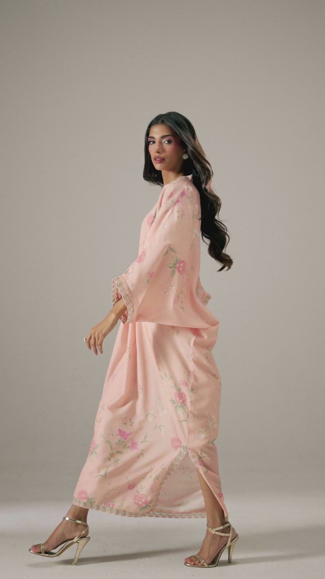 BLUSH ROSE DRAPED KAFTAN