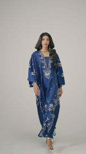 ROYAL AZURE FLORAL KAFTAN
