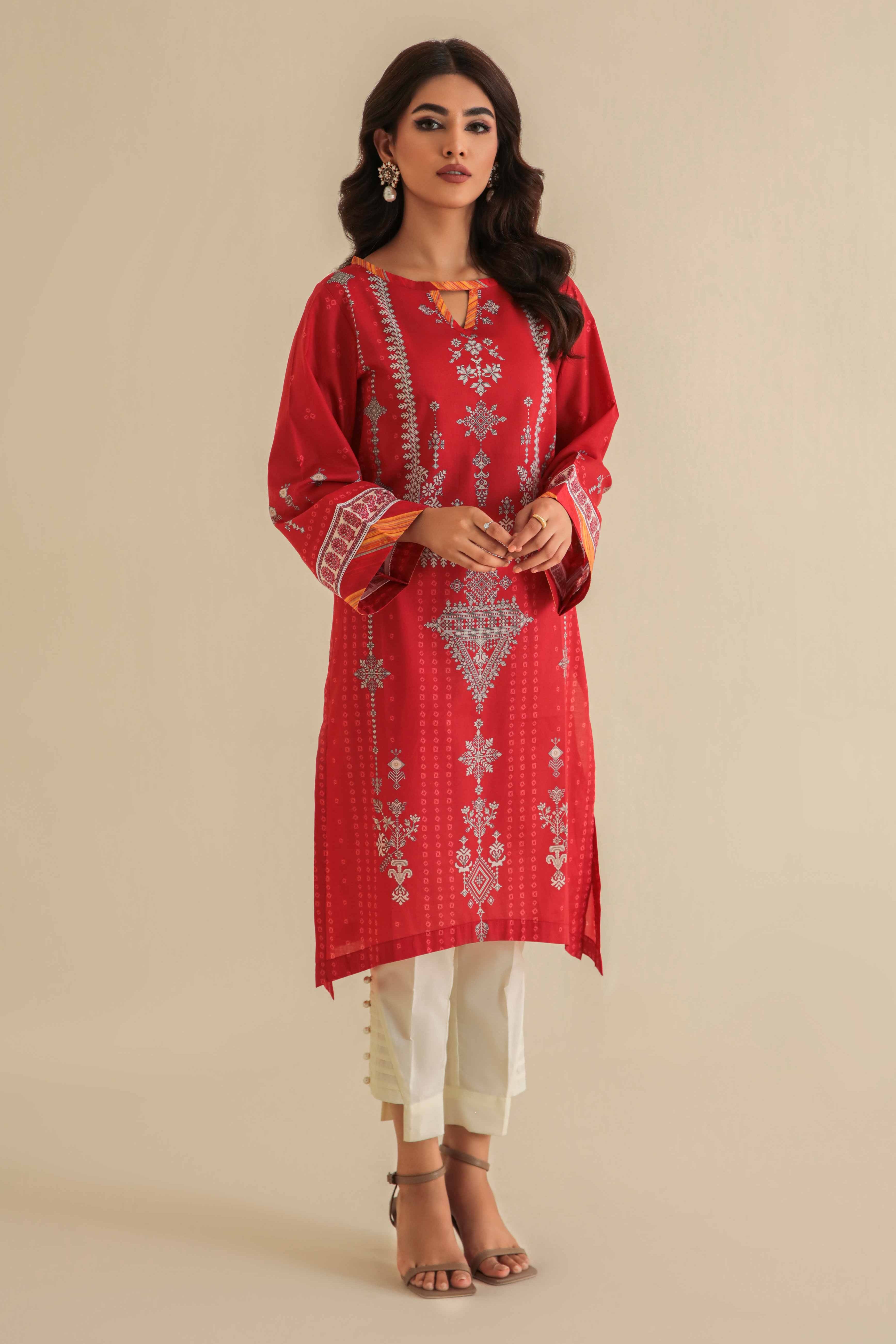 Formal Ready To Wear Pret For Girls In Red Color Digital Printed