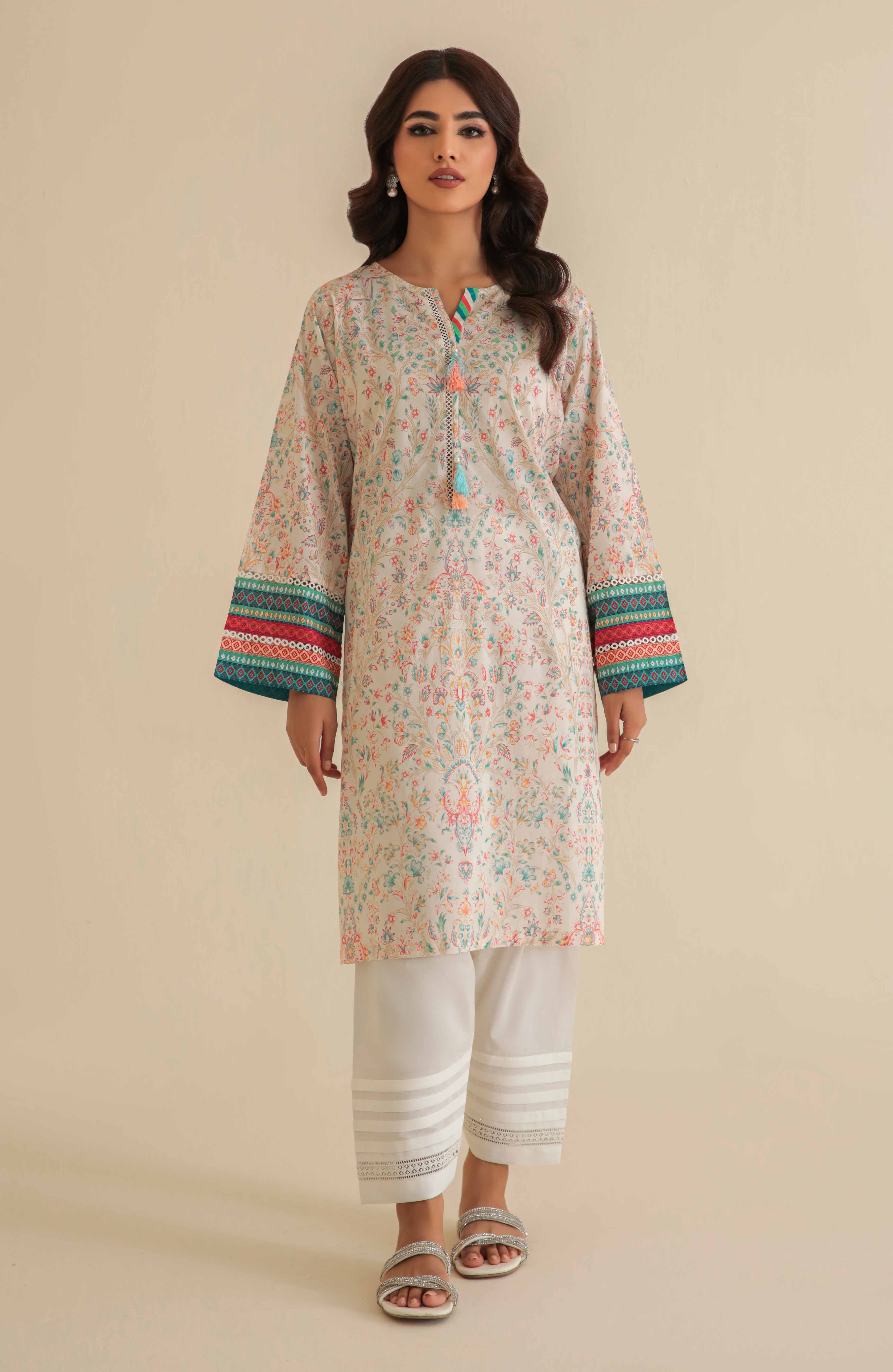 New Pret Design Digitally Printed Ivory Kurta Lawn Dresses For Girls