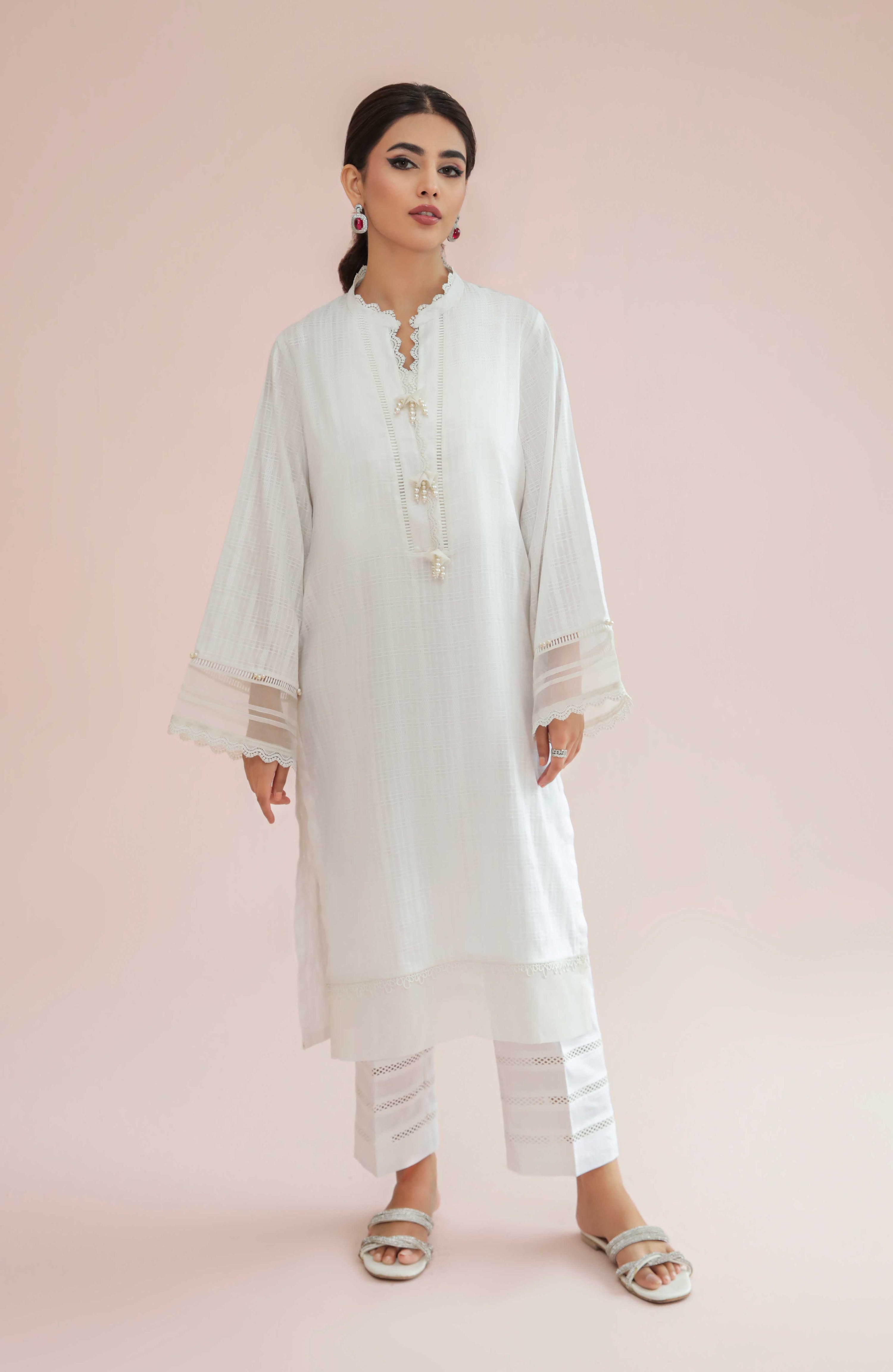 Textured Lawn Ready To Wear for Women In White Color