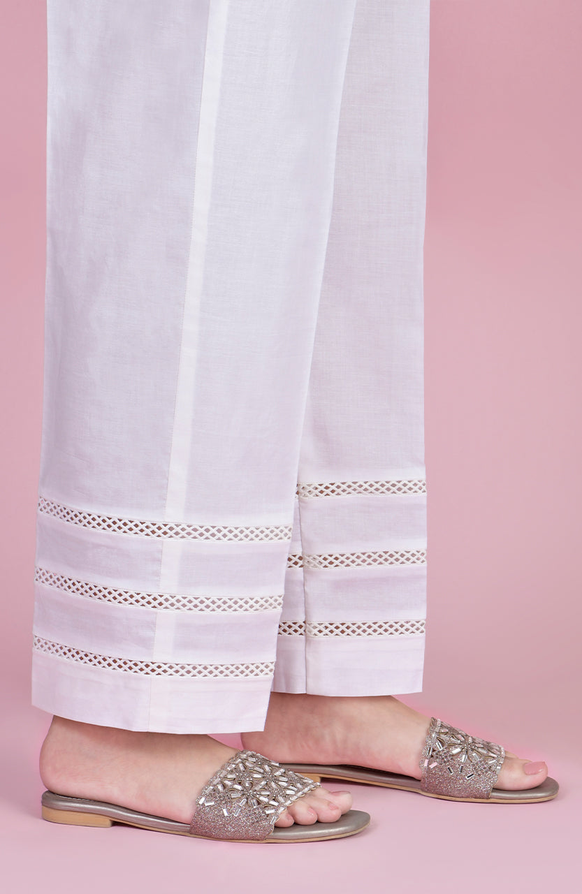 Zardi  Laces Embellished Cotton Trouser For Women Ladies  White  ZT345